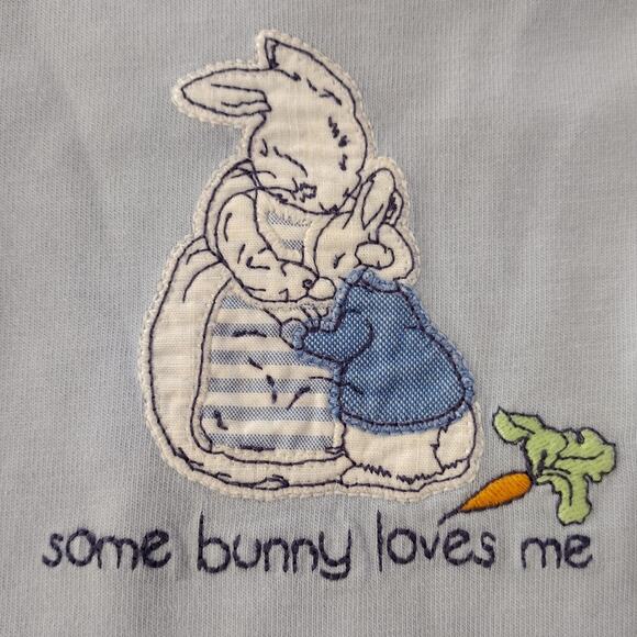 Gymboree x Peter Rabbit NEW Blue SOMEBUNNY LOVES ME One-Piece Romper 6-12 Months - Picture 2 of 10